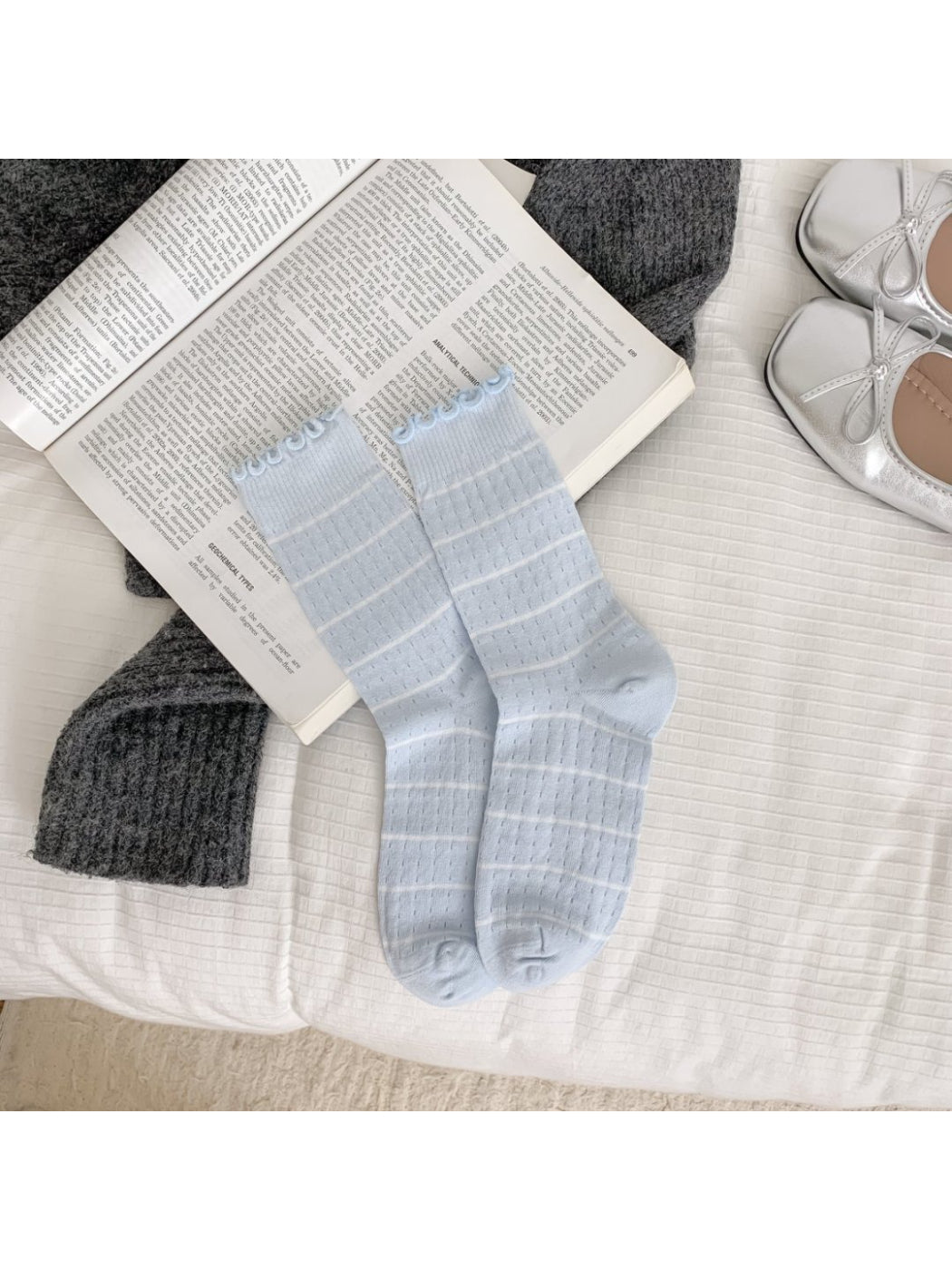 Rufia - Ruffle Trim Striped Crew Socks