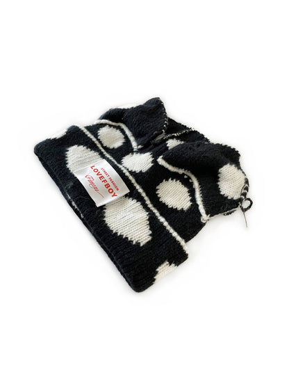 Haila Polka Dots Cat-Ear Knitted Beanie showing dot pattern and knit texture