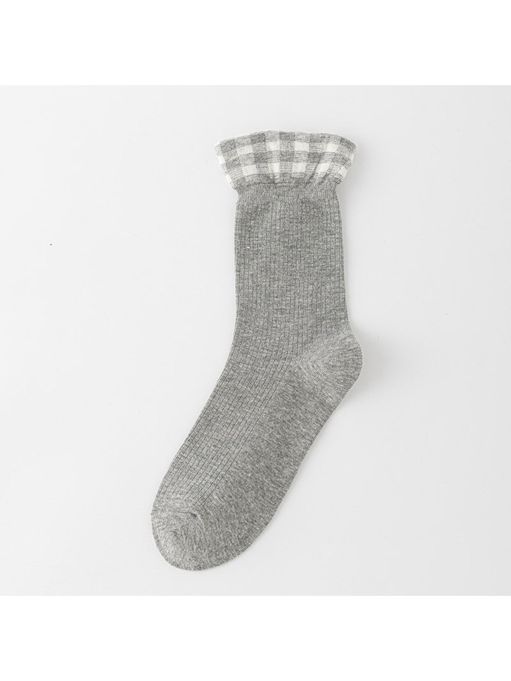 Rufia - Soft Ribbed Check Cuff Socks