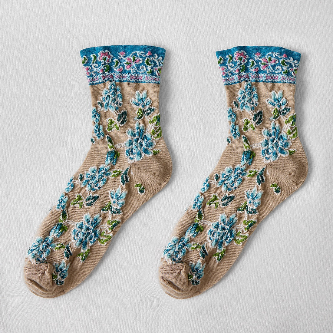 Rufia - Embossed Floral Pattern Women's Socks
