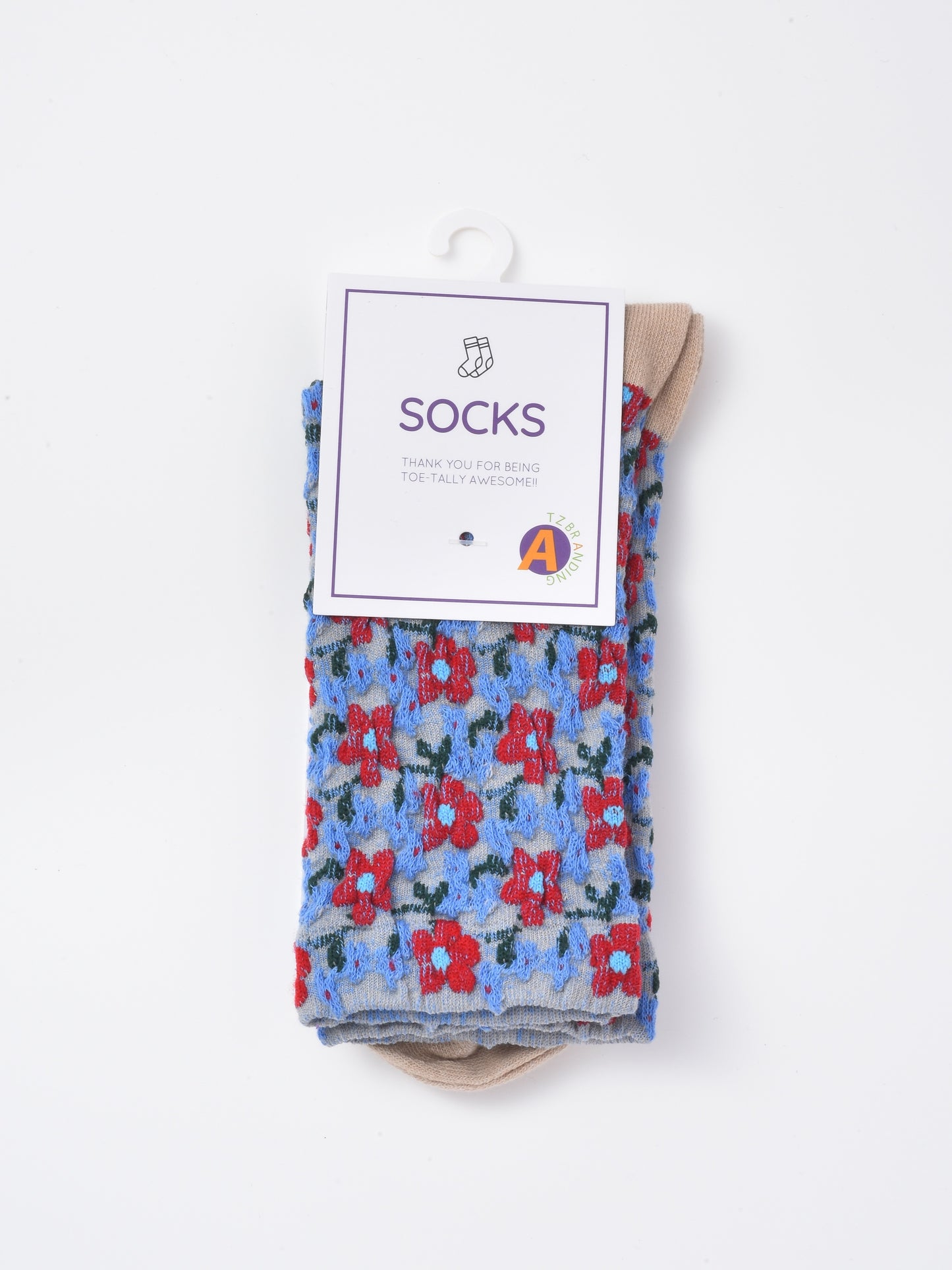 Rufia - Embossed Tiny Floral Pattern Mid-Calf Socks