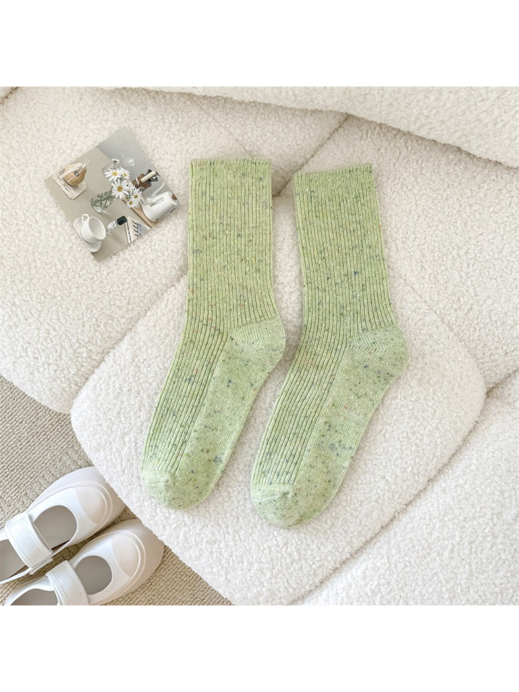 Rufia - Speckled Rib Knit Crew Socks
