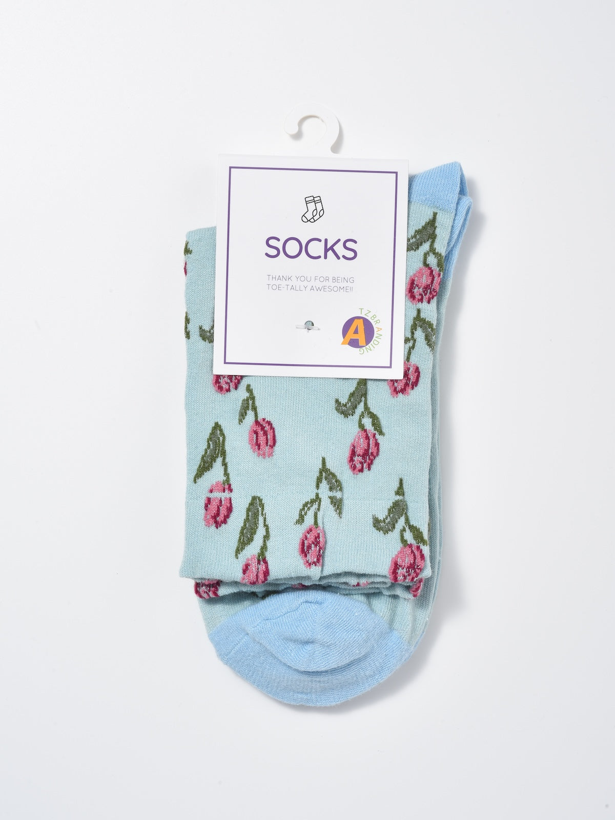 Rufia - Embossed Tulip Pattern Mid-Calf Socks