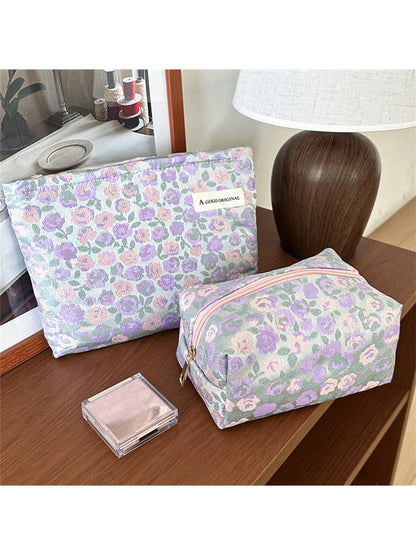 Cosbai - Cute Floral Zipper Cosmetic Organizer Bag