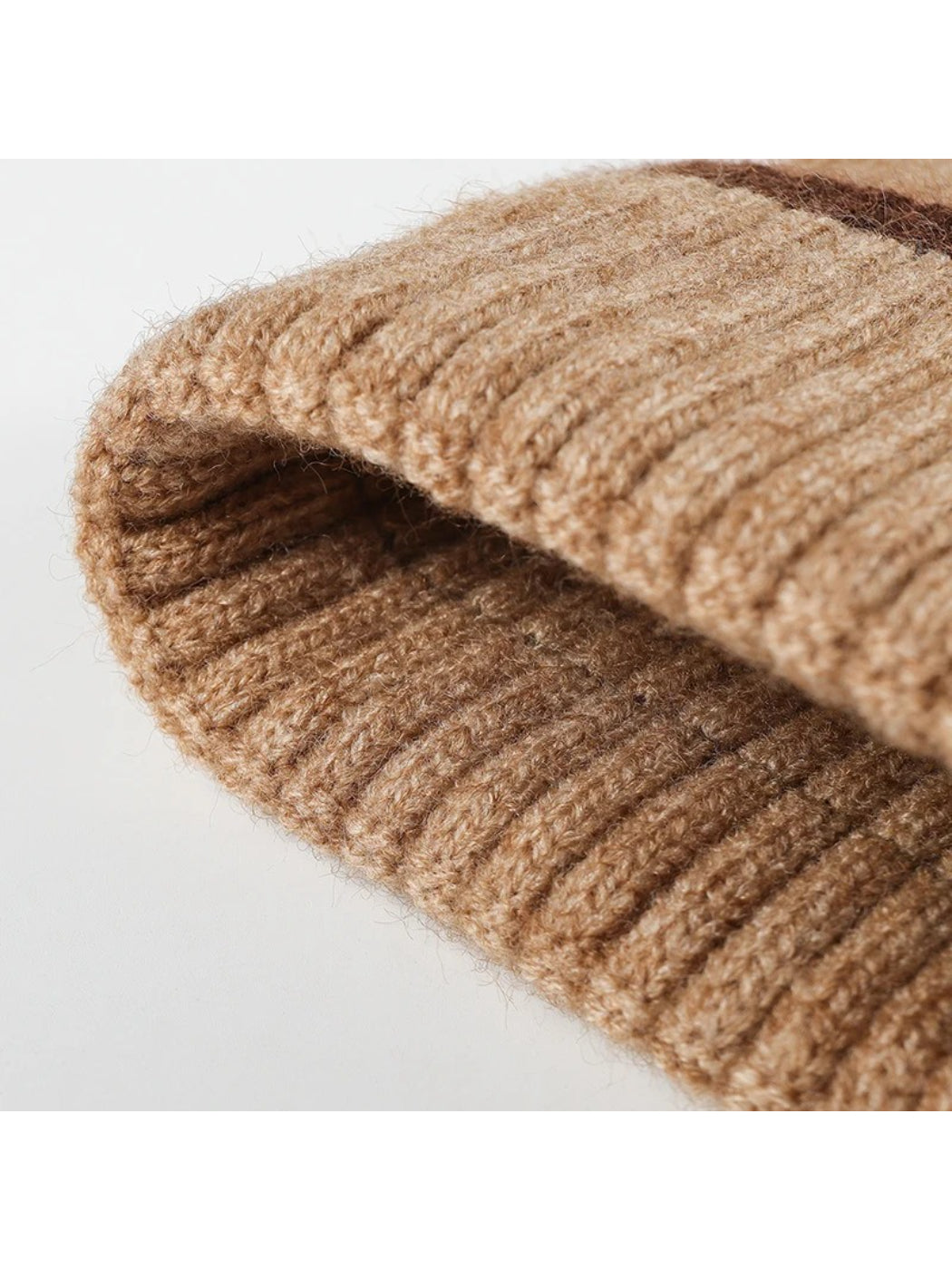 Haila - Contrast Stripe Ribbed Cuffed Knit Beanie