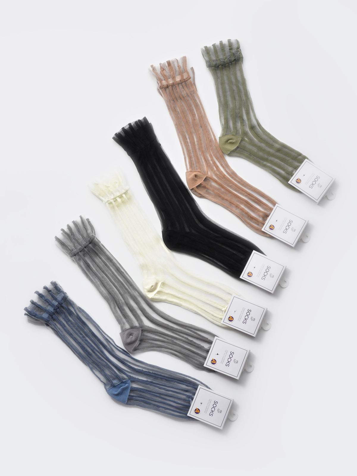 Rufia - Sheer Stripe Panel Crew Socks