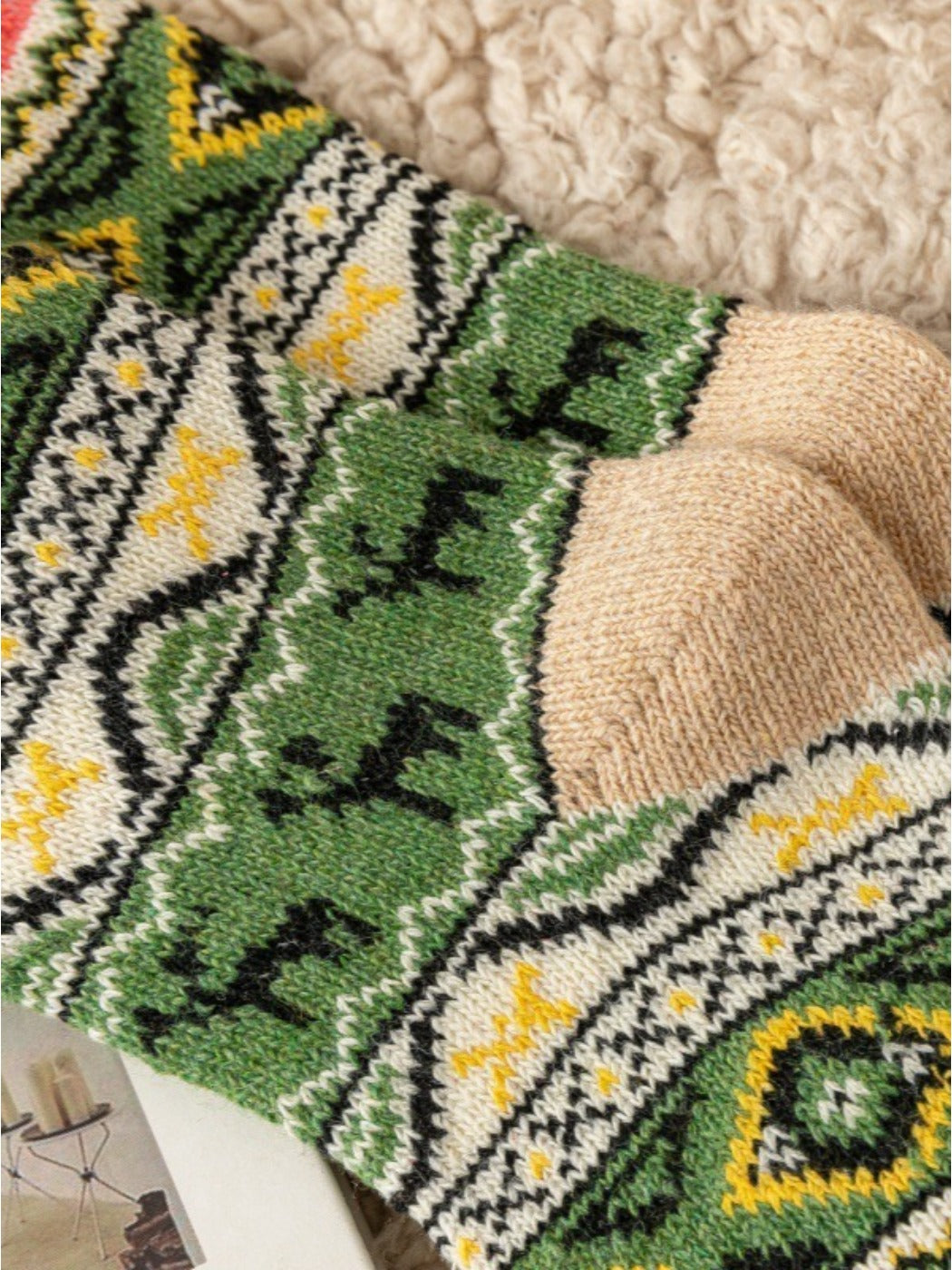 Rufia - Colorful Retro Thick Mid-Calf Winter Socks - 5 Pairs/Pack