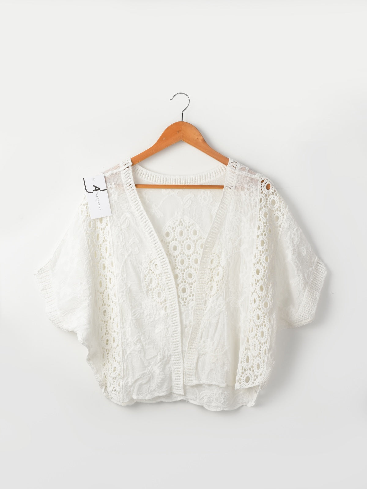 Crosa - Lace Open Front Cardigan with Batwing Sleeves
