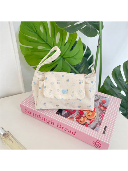 Cosbai Ditsy Floral Mini Handle Bag open showing interior lining and storage space