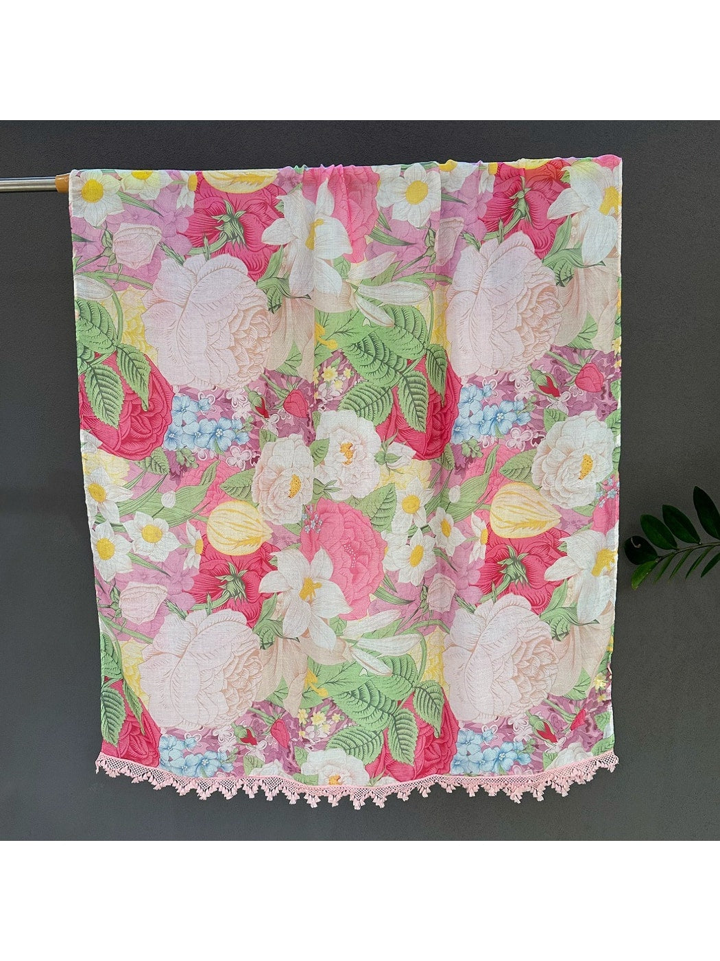 Scarvii - Pink Floral Lace Summer Wrap Scarf