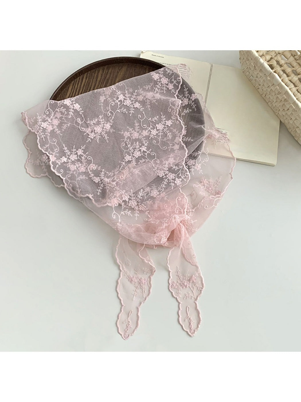 Scarvii - Sweet Lace Sheer Triangle Scarf - Feminine & Delicate