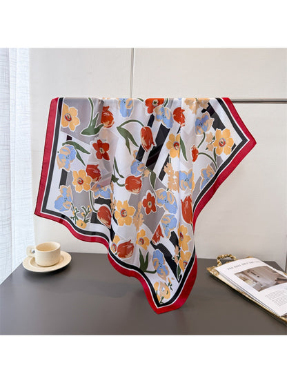 Scarvii - Floral Print Square Scarf