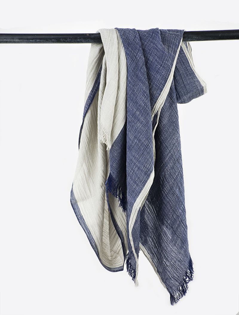 Scarvii - Vintage Contrast Style Cotton Long Scarf