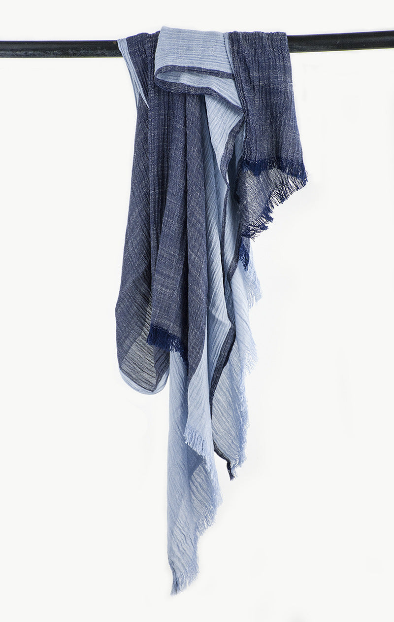 Scarvii - Vintage Contrast Style Cotton Long Scarf