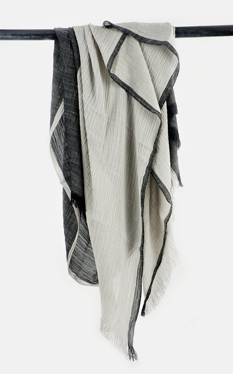 Scarvii - Vintage Contrast Style Cotton Long Scarf