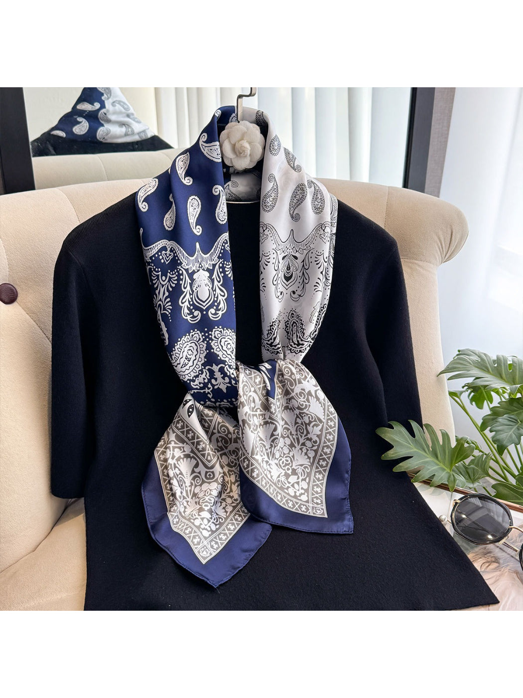 Scarvii - Paisley Panel Border Square Scarf