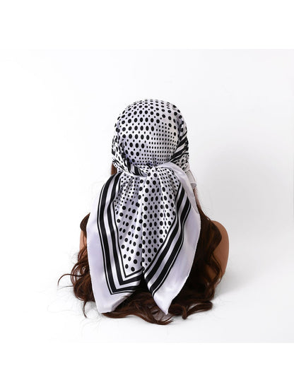 Scarvii - Polka Dot Striped Border Square Scarf