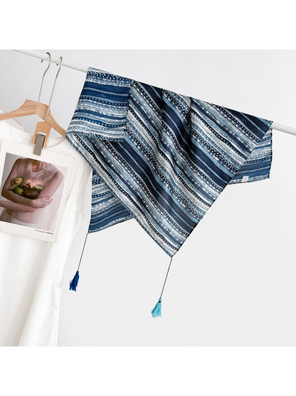 Scarvii - Elegant Print Tassel Square Scarf