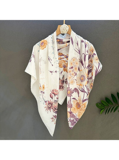 Scarvii - Light Purple Floral Pattern Square Scarf