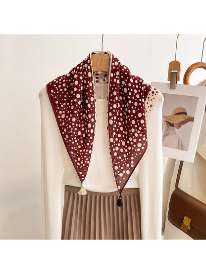 Scarvii - Diagonal Split Polka Dot Print Square Scarf
