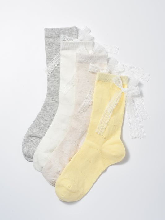 Rufia - Elegant Bow Lace Accent Crew Socks product image 1