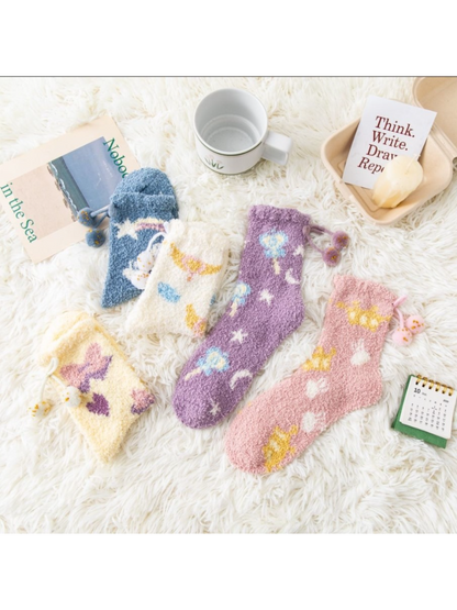 Rufia - Pom-Pom Tie Crew Socks