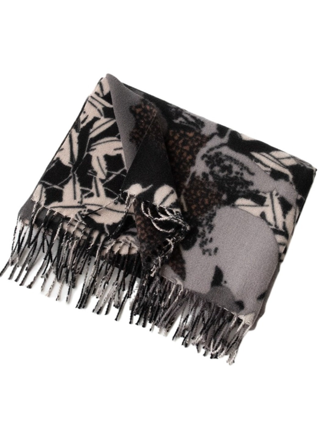 Scarvii - Thick Leaf Print Winter Scarf & Shawl