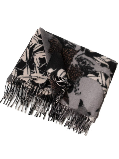 Scarvii - Thick Leaf Print Winter Scarf & Shawl