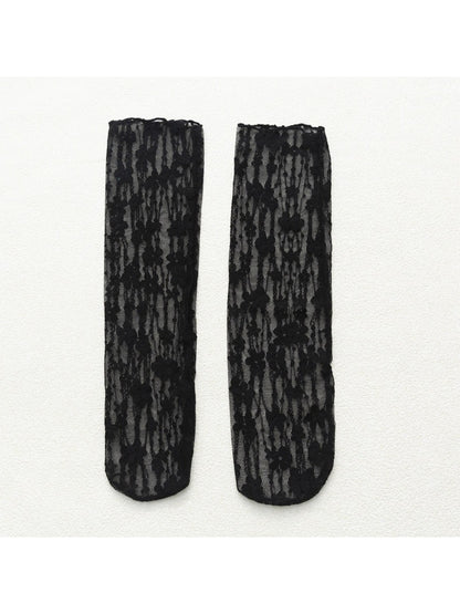 Rufia - Candy Stripe Floral Lace Sheer Socks