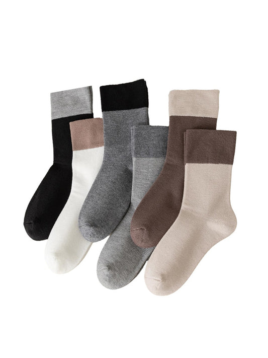 Rufia - Neutral Two-tone Color Block Crew Socks