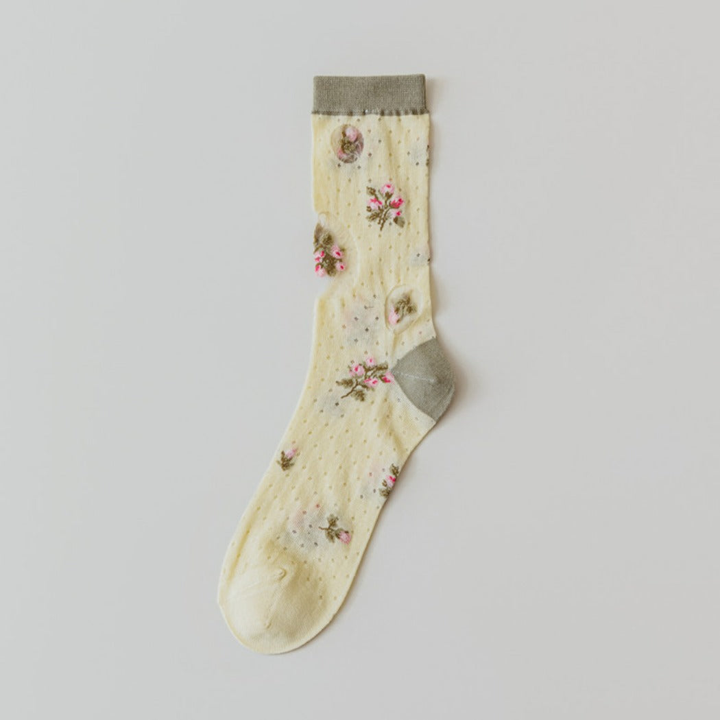 Rufia - Summer Floral Pattern Sheer Socks