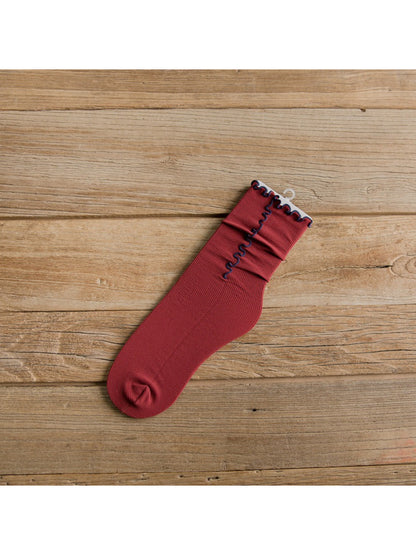Rufia - Ribbed Lettuce Edge Solid Color Crew Socks product image 10