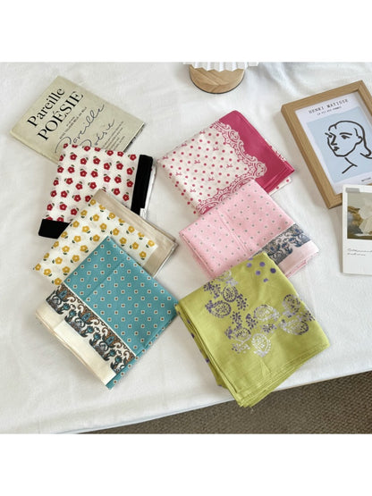 Scarvii - Printed Polka Dot Square Neck Scarf