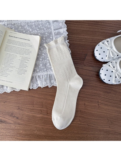 Rufia - Women's Solid Diamond Pattern Socks