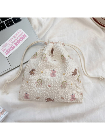 Cosbai cartoon drawstring pouch displayed with drawstrings loosened