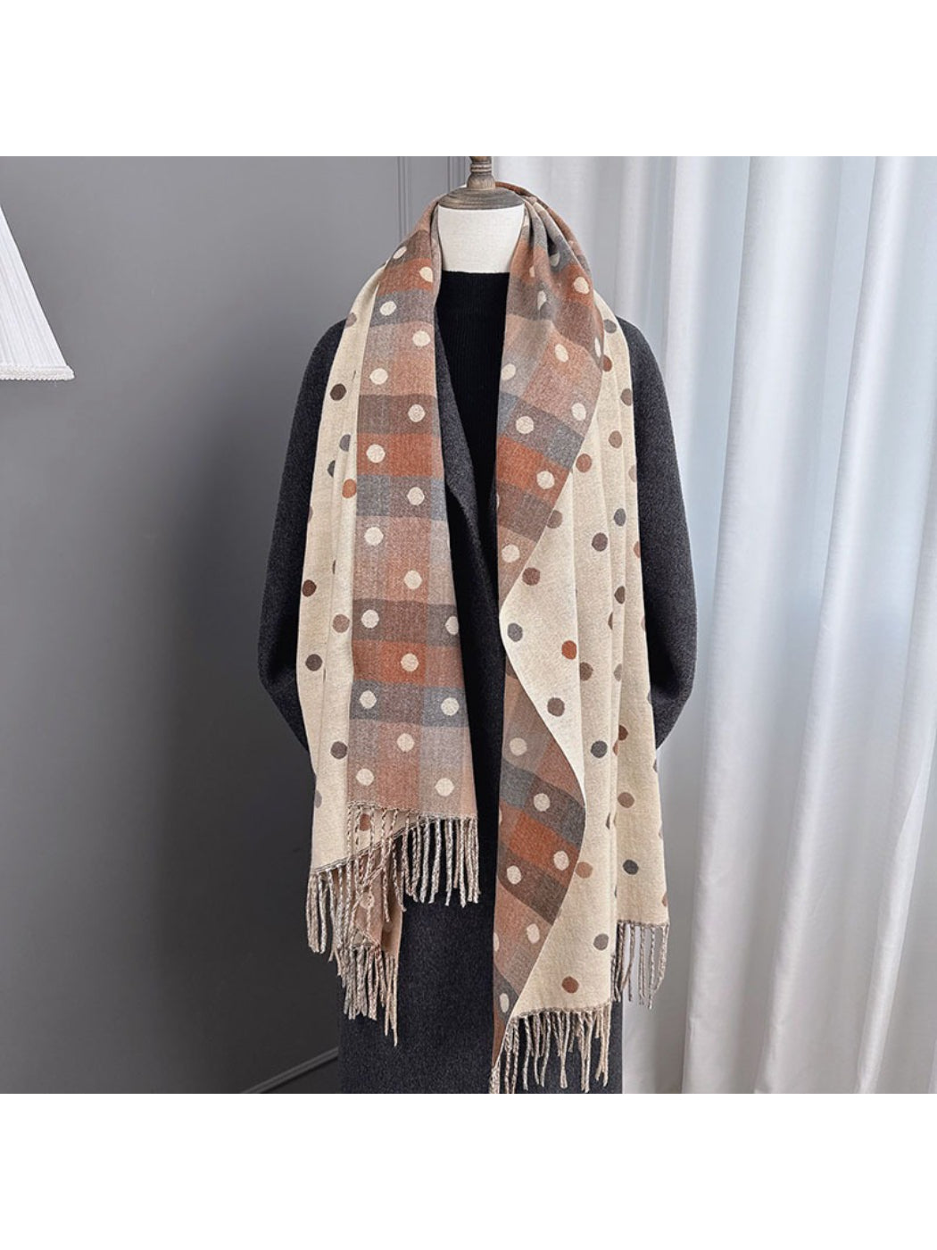 Scarvii - Reversible Soft Check Polka Scarf