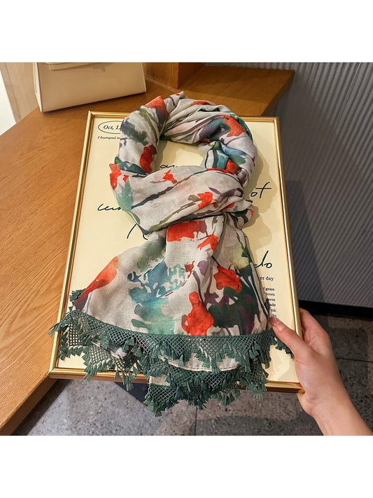 Scarvii - Artistic Floral Print Summer Wrap Scarf