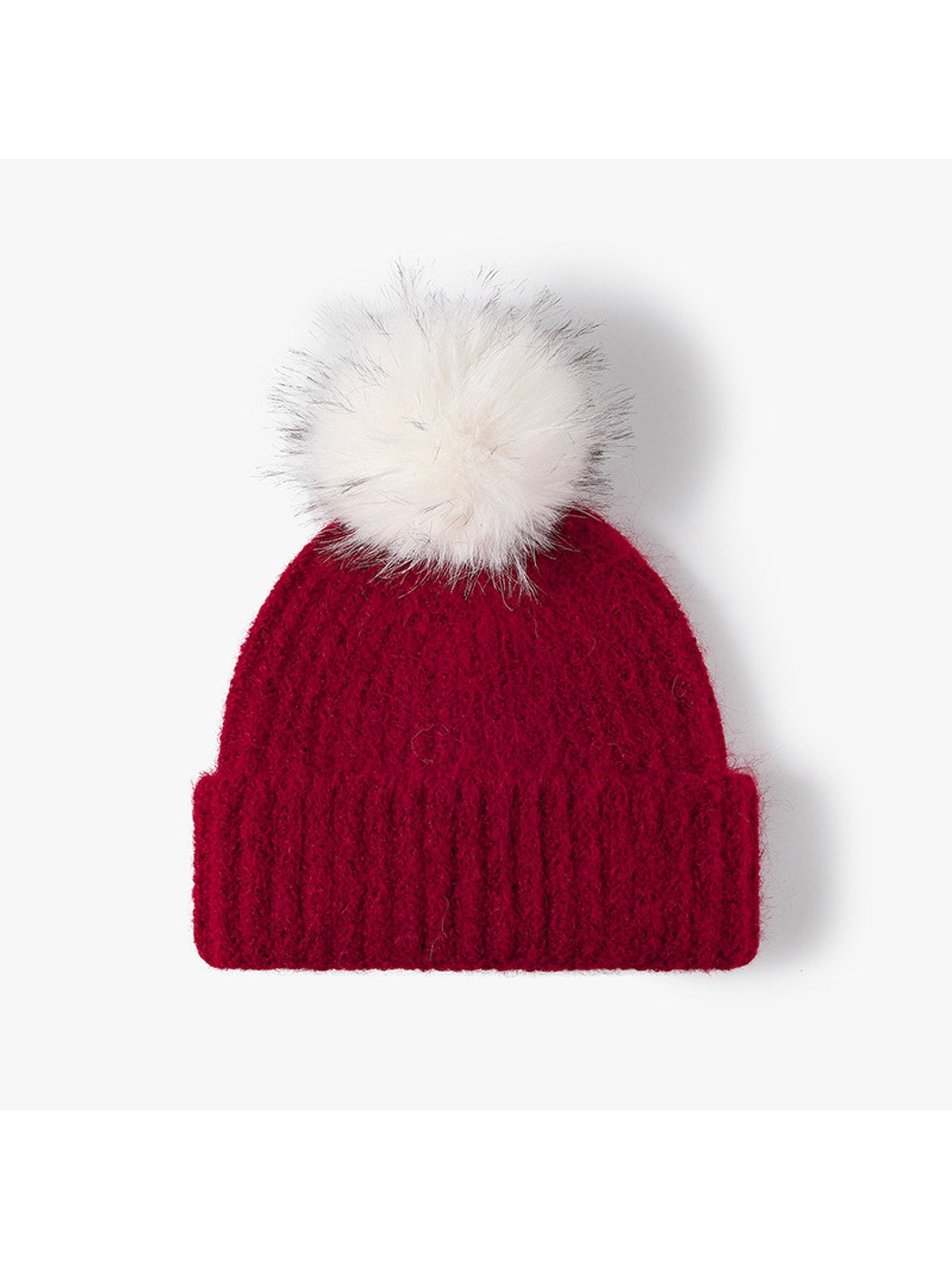 Haila - Solid Color Ribbed Cuffed Knit Beanie Hat