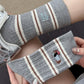 Rufia - Stripes Mid-calf Socks with Dog Patterns