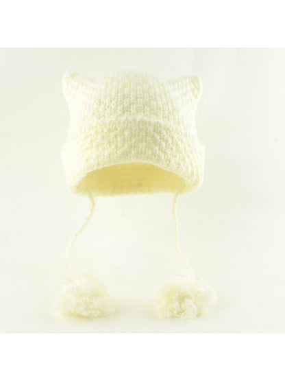 Haila - Striped Cat Ear Shape Knit Beanie