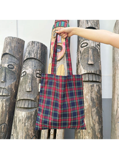 Cosbai - Classic Plaid Everyday Tote Bag
