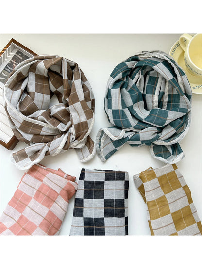 Scarvii - Casual Plaid Lightweight Scarf
