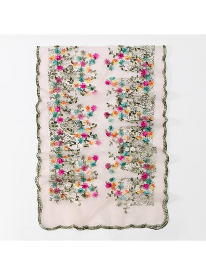 Scarvii - Lace Embroidered Floral Scarf