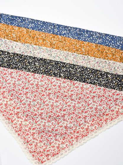 Scarvii - Ditsy Floral Lace Trim Triangle Scarf