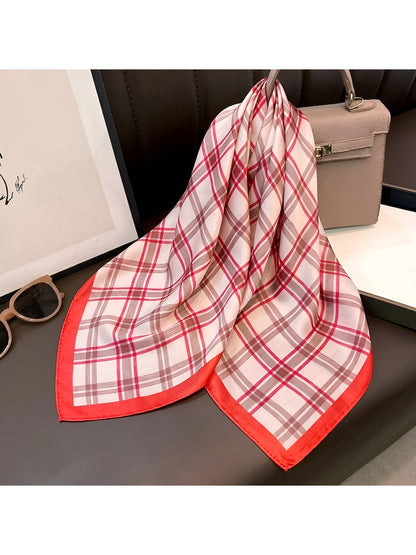 Scarvii - Classic Check Border Accent Square Scarf