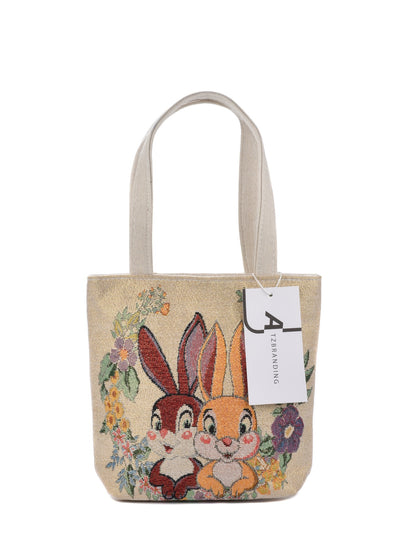 Cosbai - Embroidered Canvas Handbag