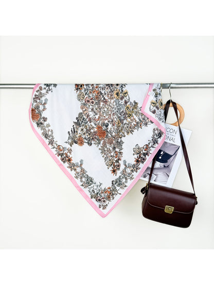 Scarvii - Retro Floral Star Print Square Scarf