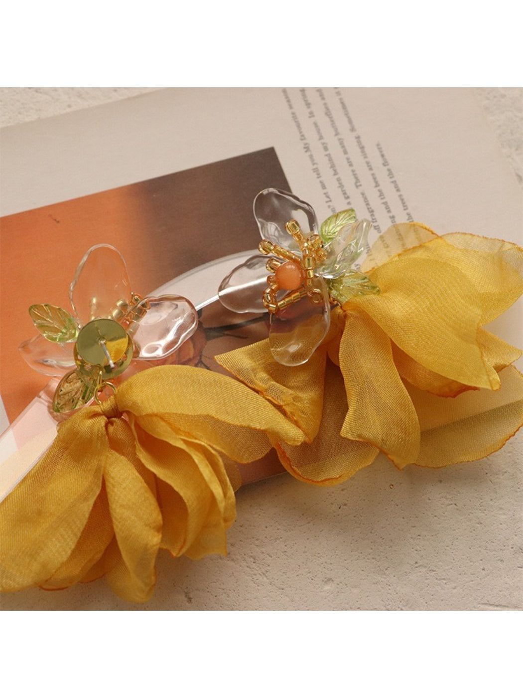 Earwish - Golden Flower Drop Earrings