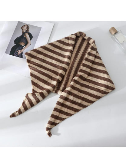 Scarvii - Striped Knit Neck Triangle Bandana
