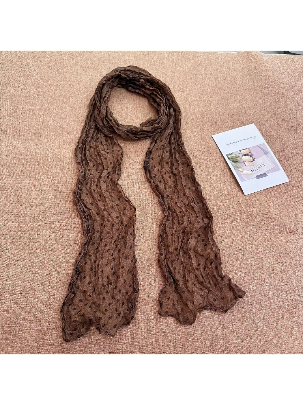 Scarvii - Crinkled Polka Dot Flower Pattern Scarf